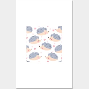 Cute Hedgehog Pattern Posters and Art